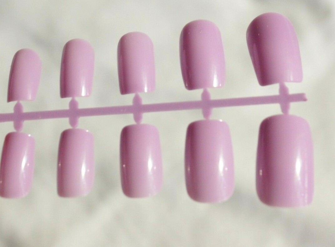 24 96 SHORT Full Cover SQUARE Pre Shaped Coloured Tips Fake Glue On False Nails