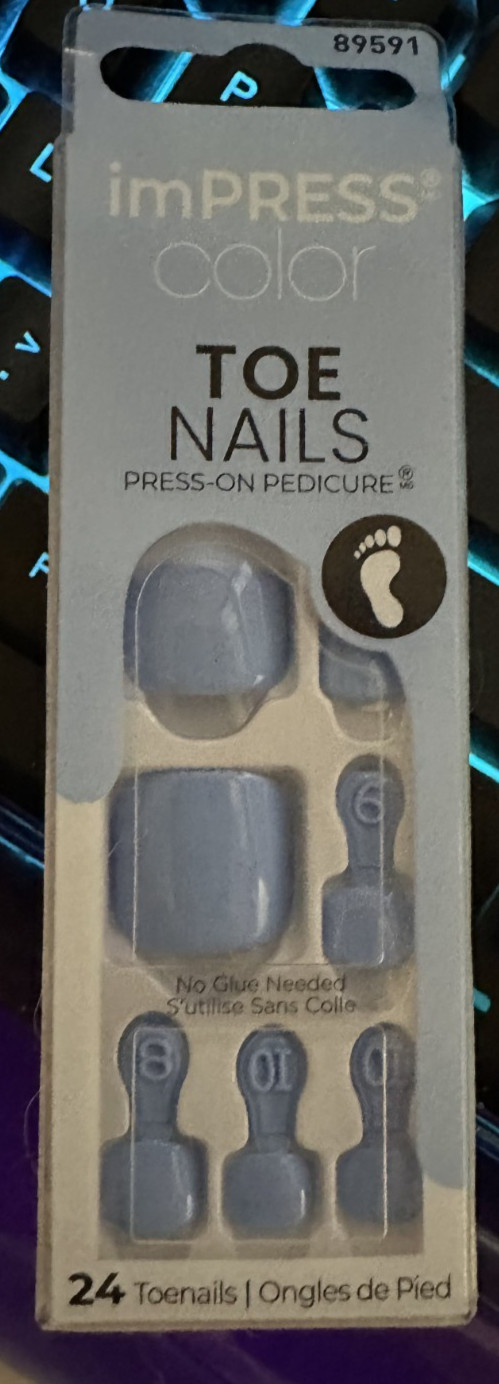 Impress! Kiss Peticure Nails TOES Light Blue Color Block 531X Millenium