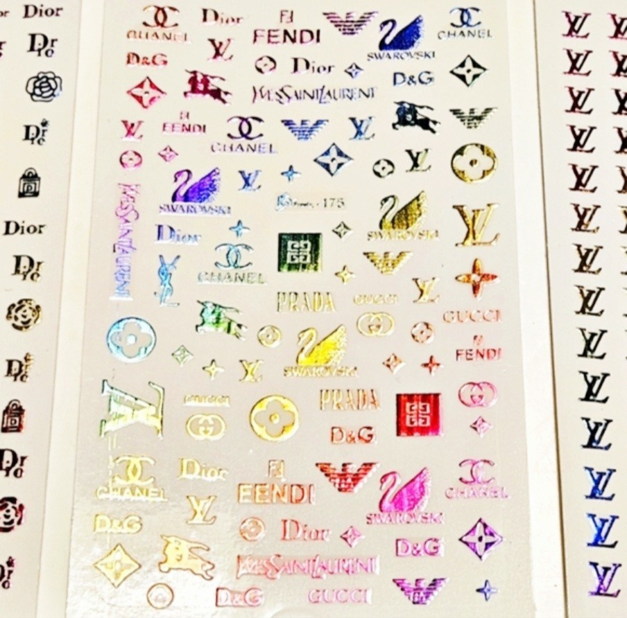 NWT NAIL ART DESIGN SELF-SEAL STICKERS HOLOGRAPHIC RAINBOW N°175!