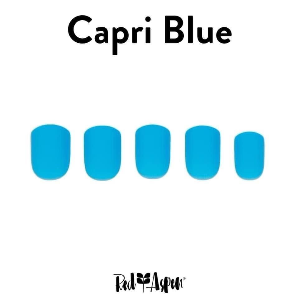 Capri Blue Matte Blue 🩵 Reusable Nail Dashes 24 Press On Short Square Red Aspen