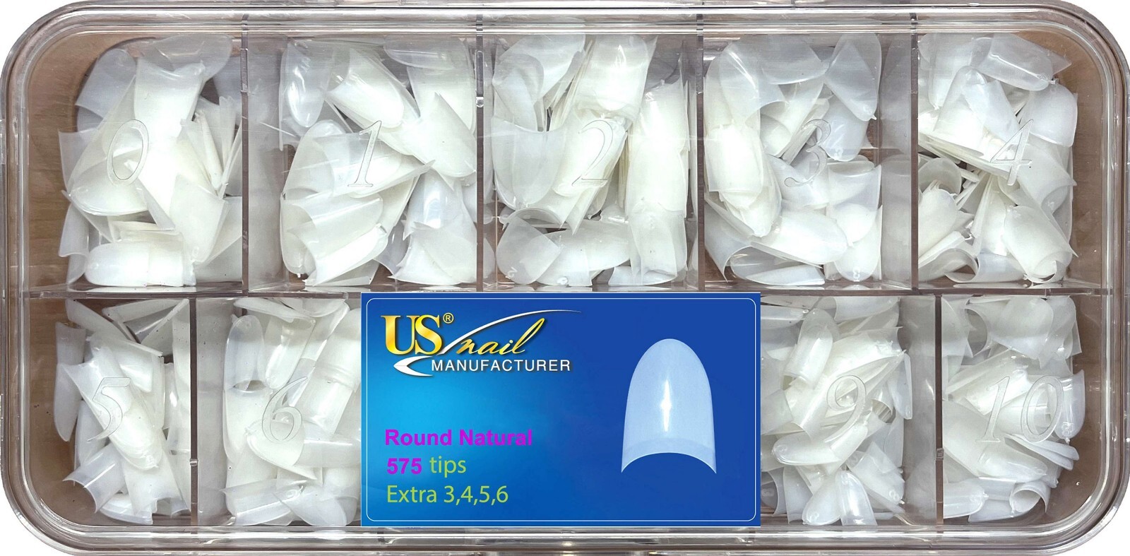 US Nail Manufacturer Round Natural 575 tips Extra 3,4,5,6 New 2023