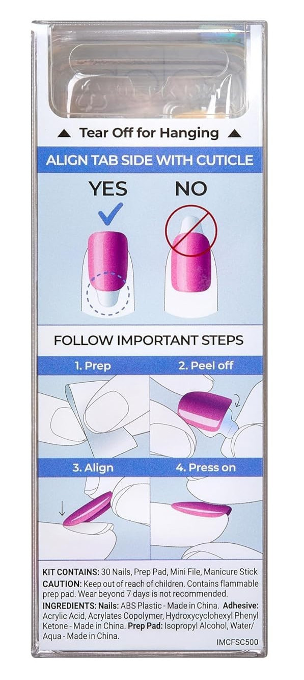 KISS Color FX by imPRESS 30 Press On Nails No Glue Mani Connection White 91400
