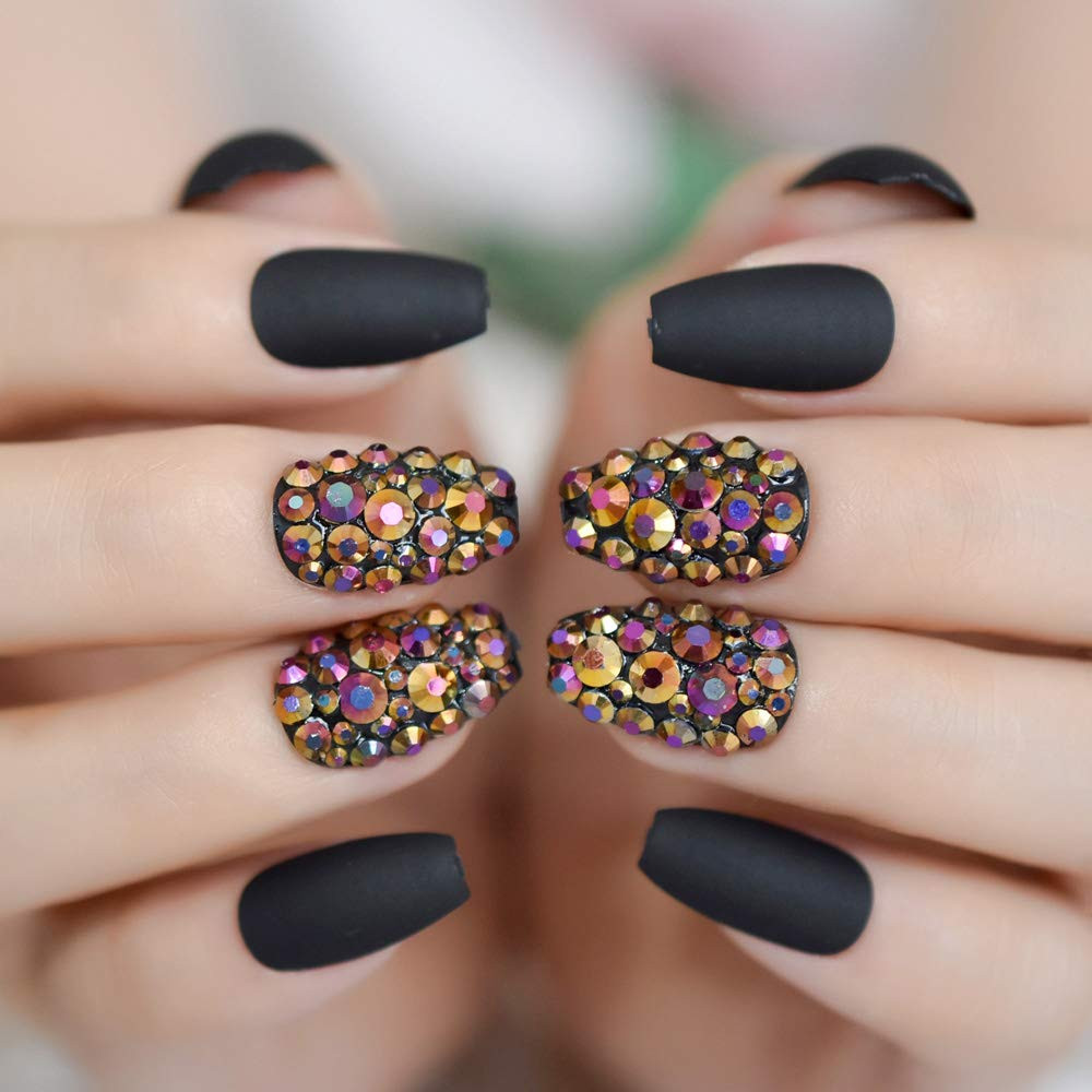 Punk Dark Smoky Gray Reflective Mirror Metal Plating False French Nail Tips Punk