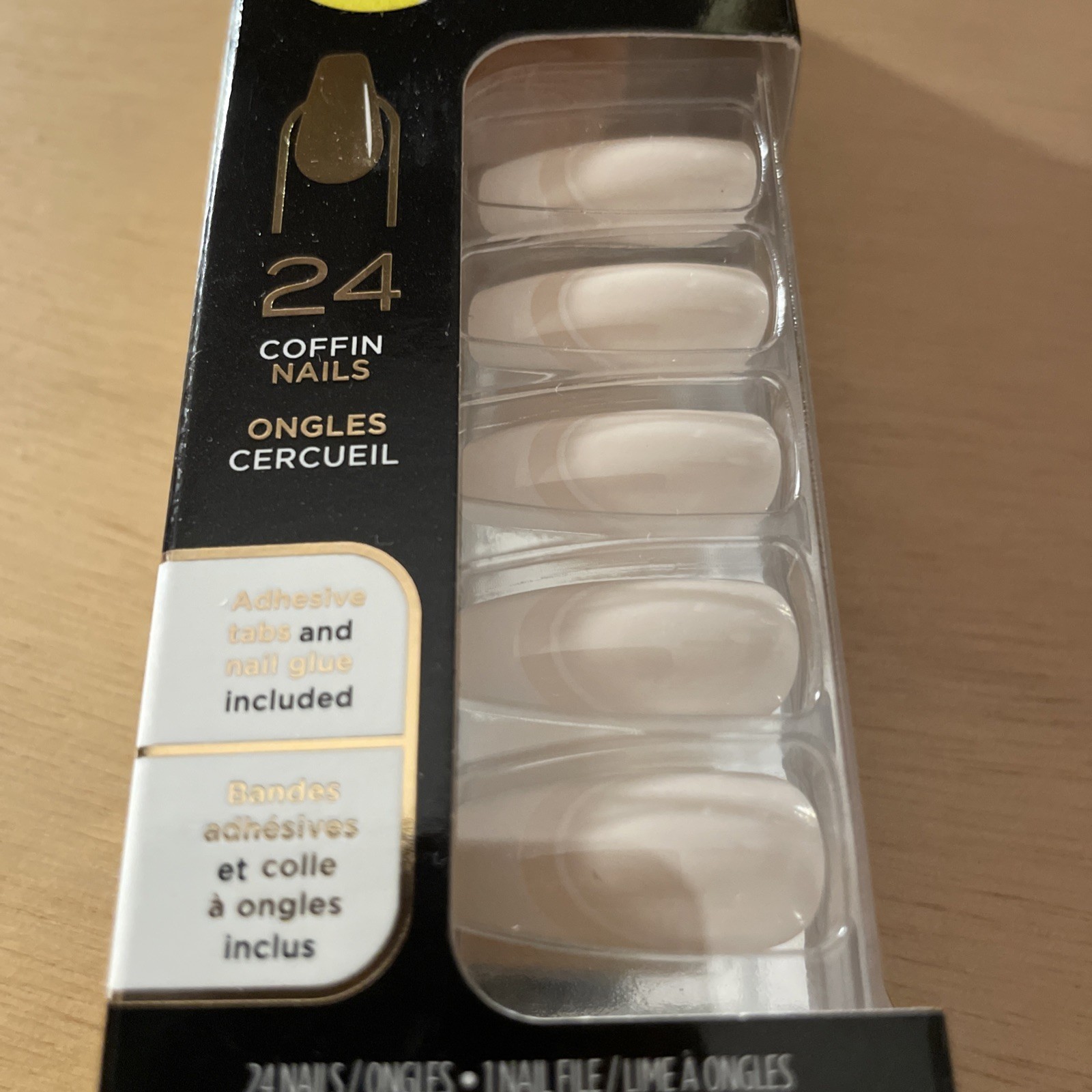 New Sally Hansen Salon Effects Perfect Manicure 24 Press-On Nails Coffin W/Glue