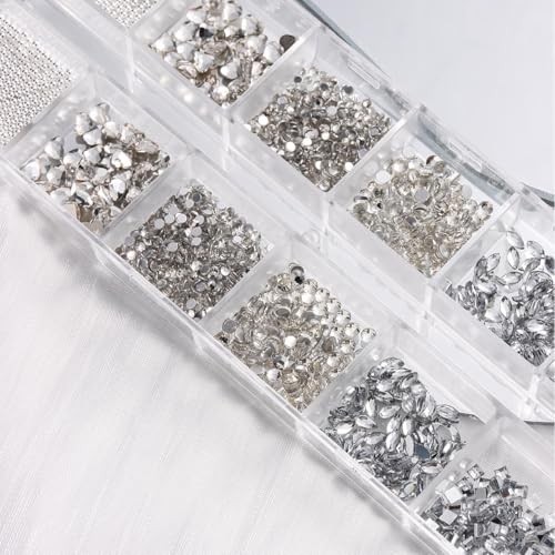 Flatback Rhinestones and Pearls Nail Charms, 2 Boxes Small Nail Gems and