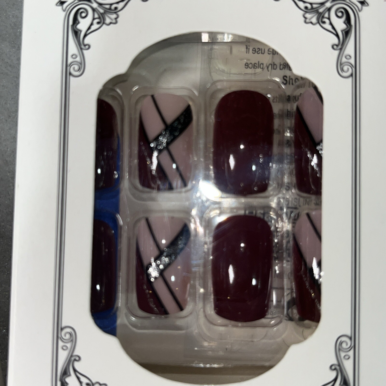 2 New Sets Of Press-On Manicure Nails, Short Rounded Gingerbread & Holiday Glam