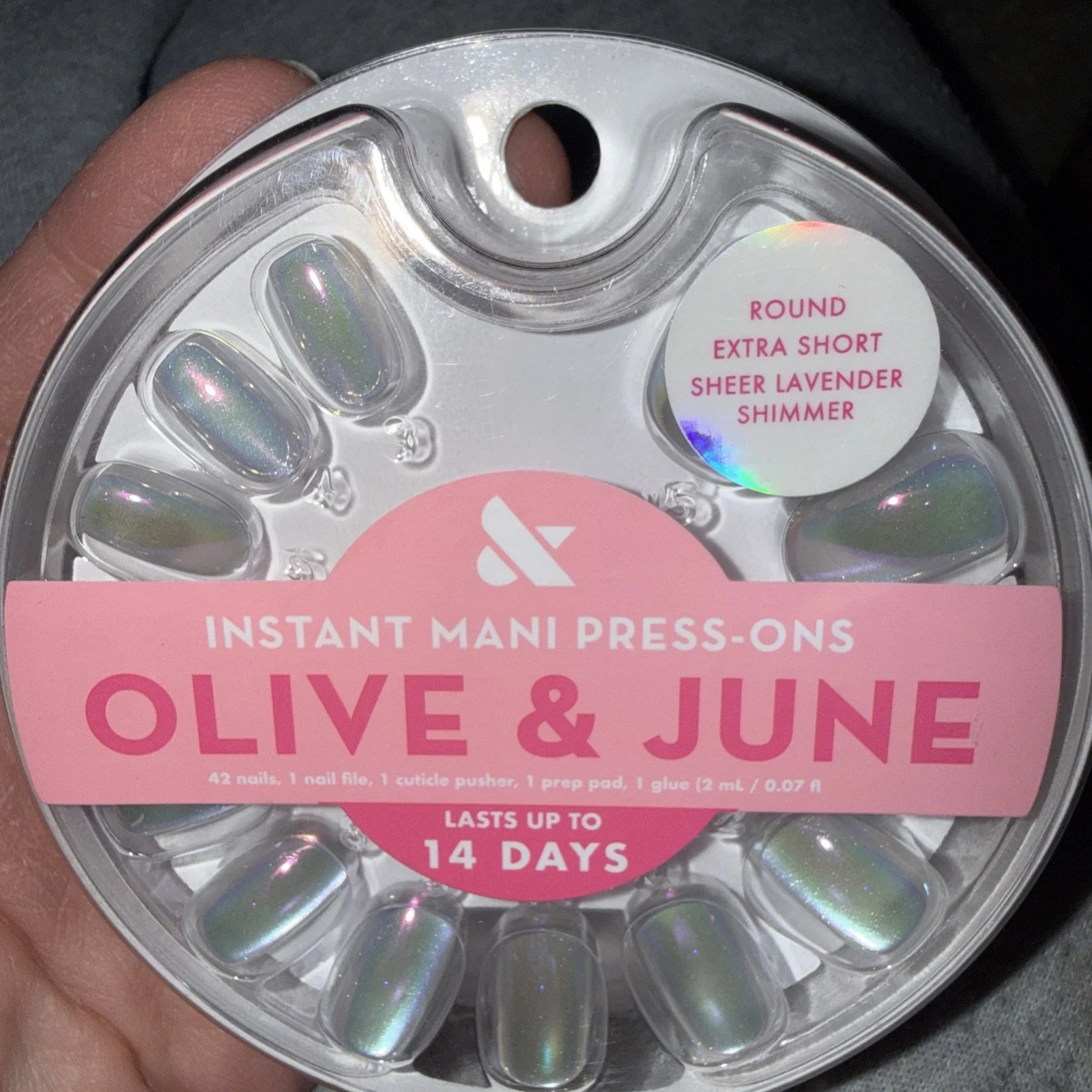 Olive & June Instant Mani Extra Short Press On Nails. Extra Short Sheer Lavender