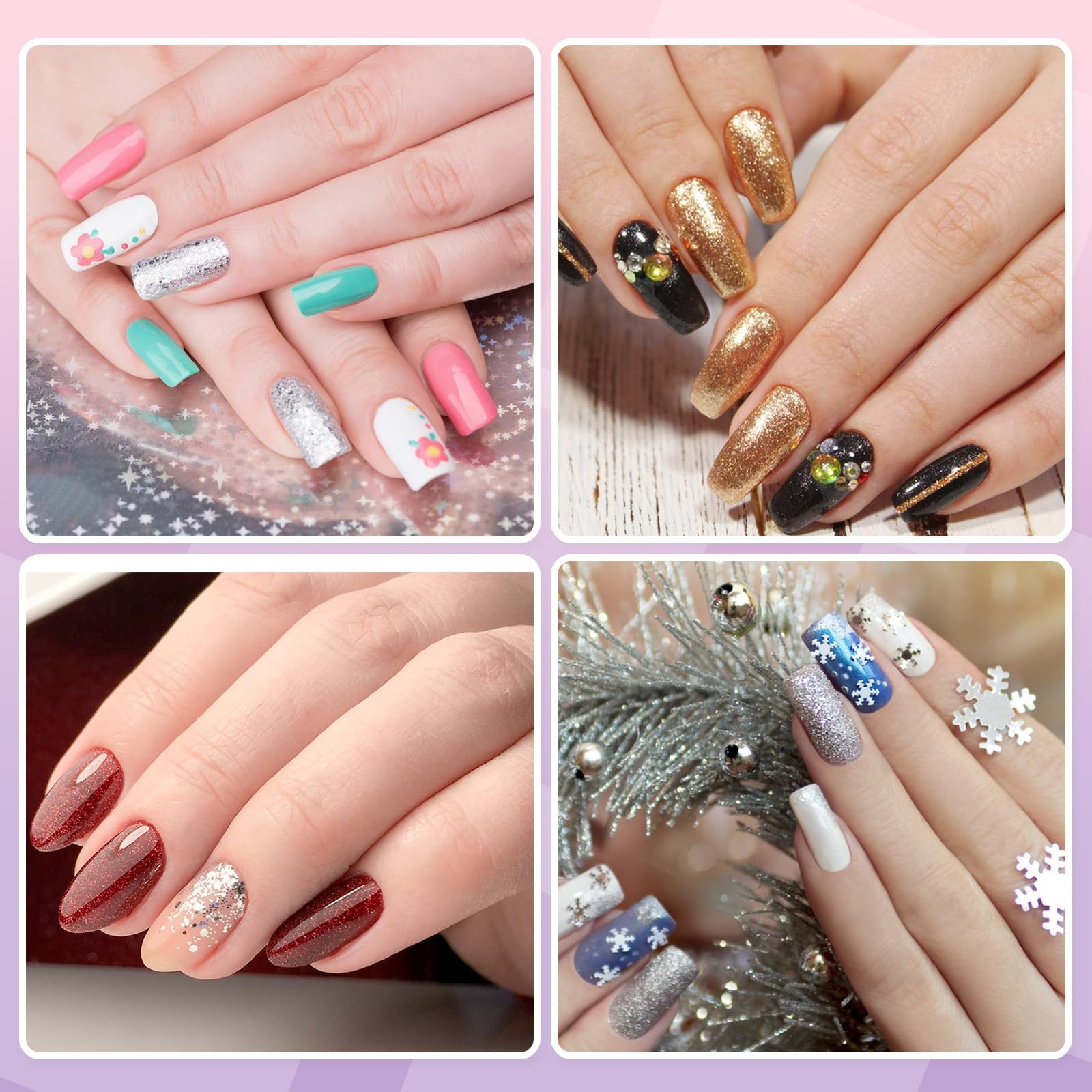 Acrylic Nail Kit for Beginners with Everything Professional, 12 Glitter Powder N
