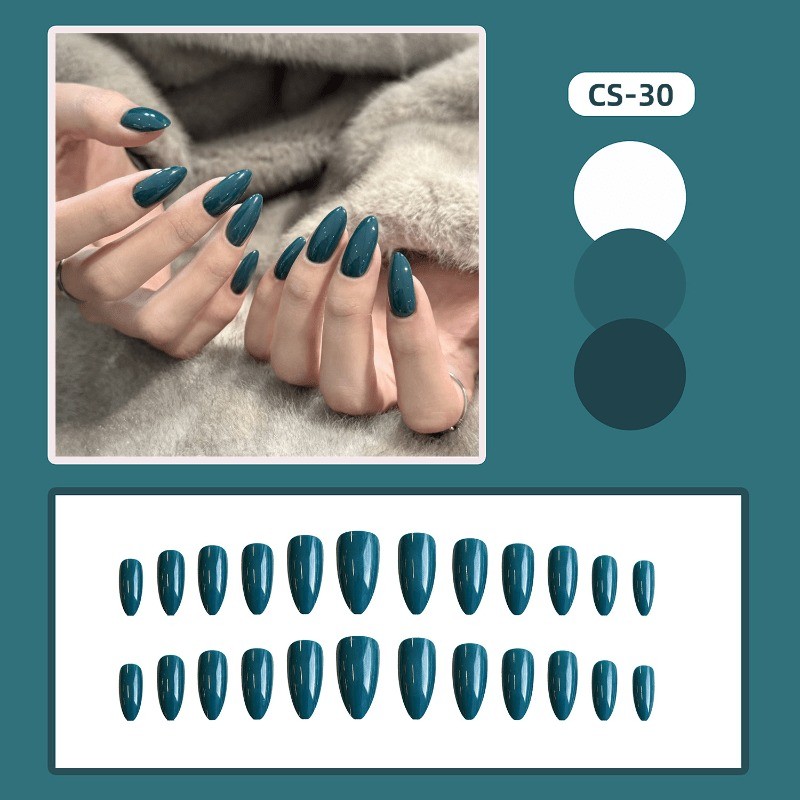 48 Jade Solid Fake Nails – Removable Nails, Suitable for Women and Girls