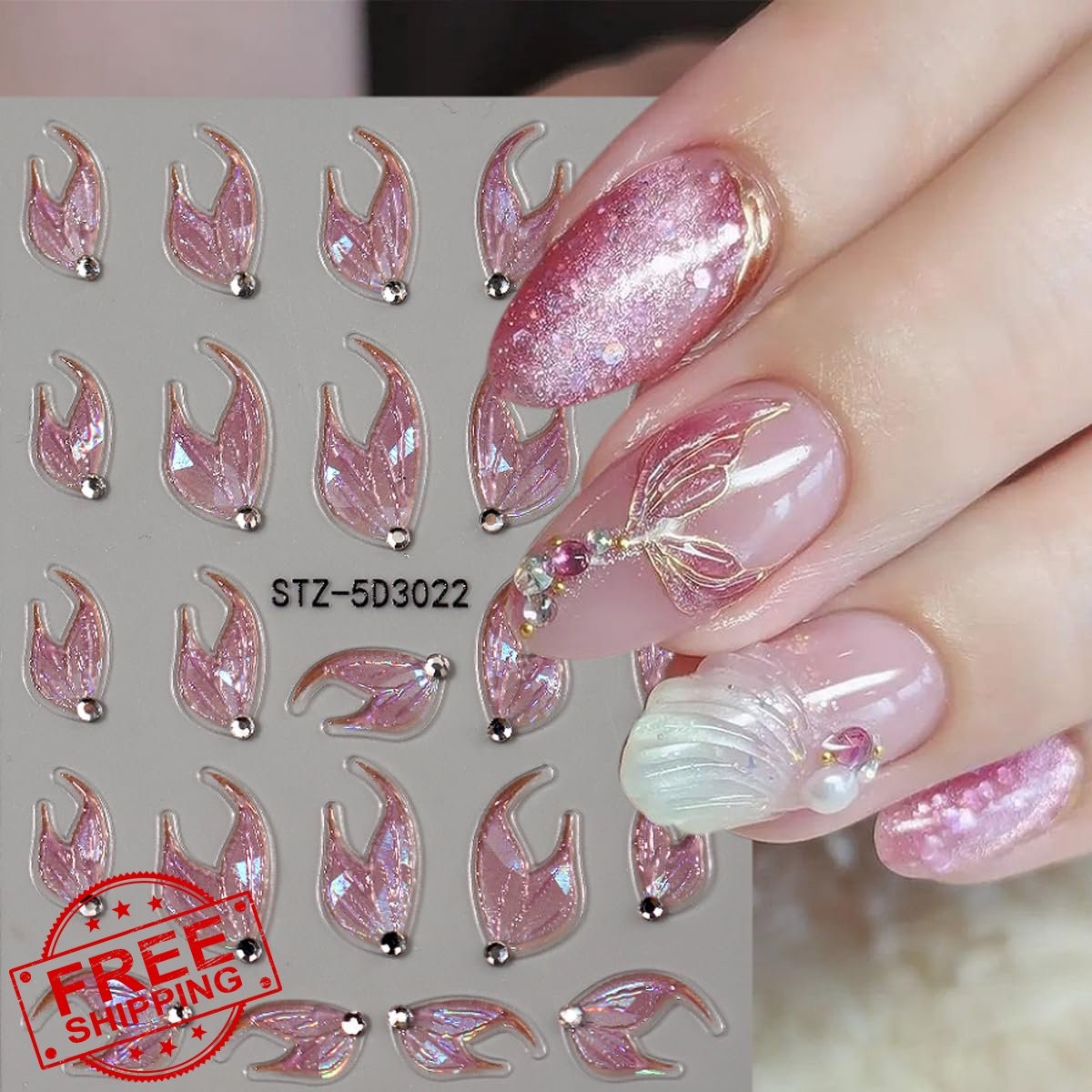 ZOAZJINAZ Summer Fish Tail Nail Stickers