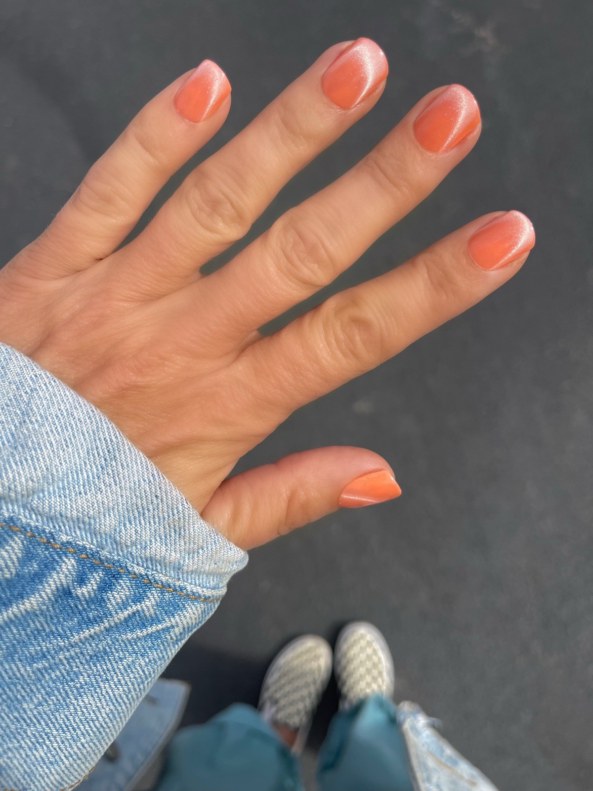 Red Aspen Press On Nails, Short Square, Britta’s Peach Bellini