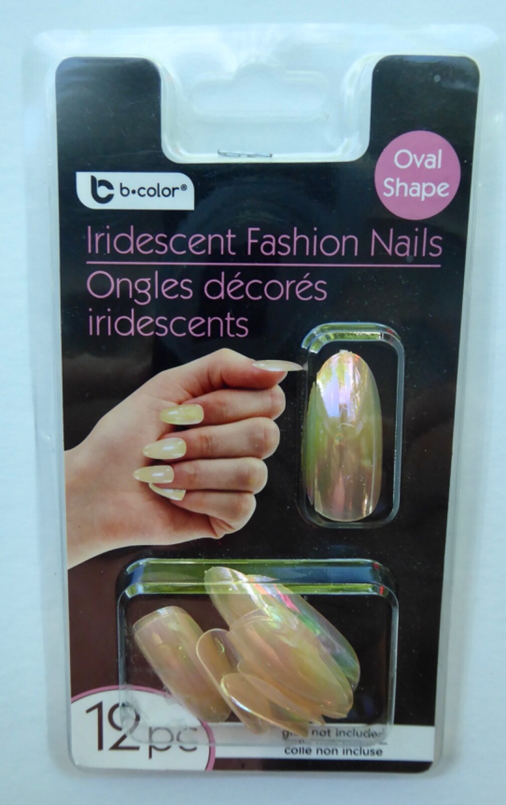 b•color Iridescent Fashion Press-On Nails 12 pcs~~2 (Two) Packages Oval Shape