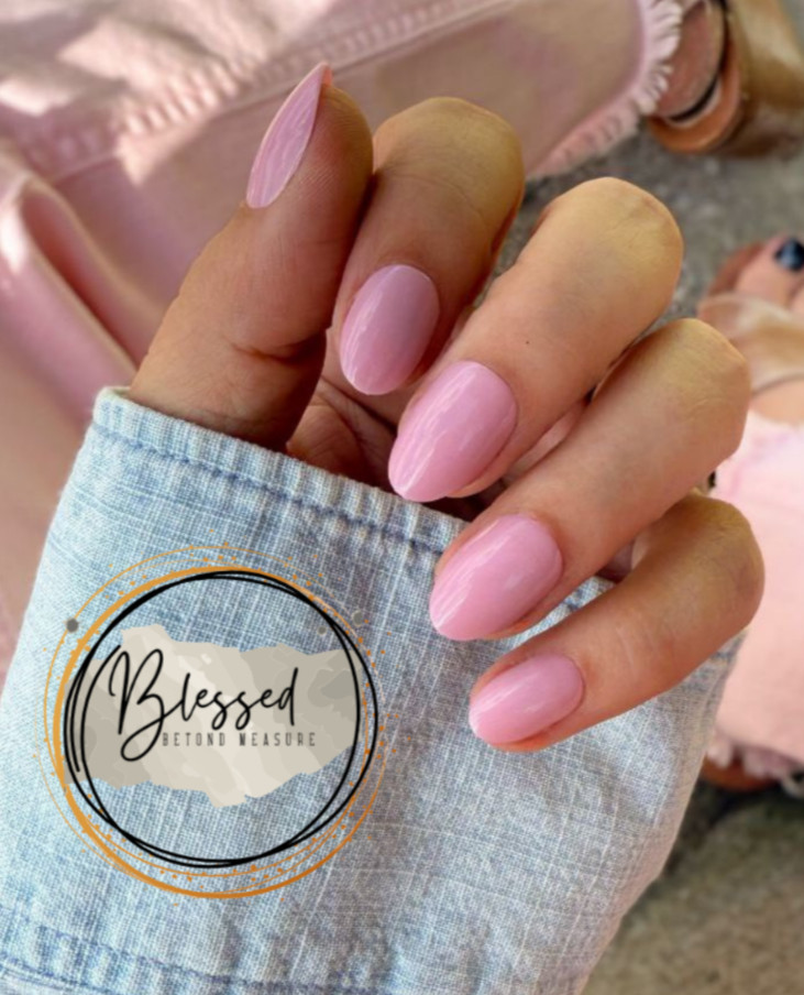Red Aspen Press On Nails- Make me Blush, Brielle- Pink- Almond- Short