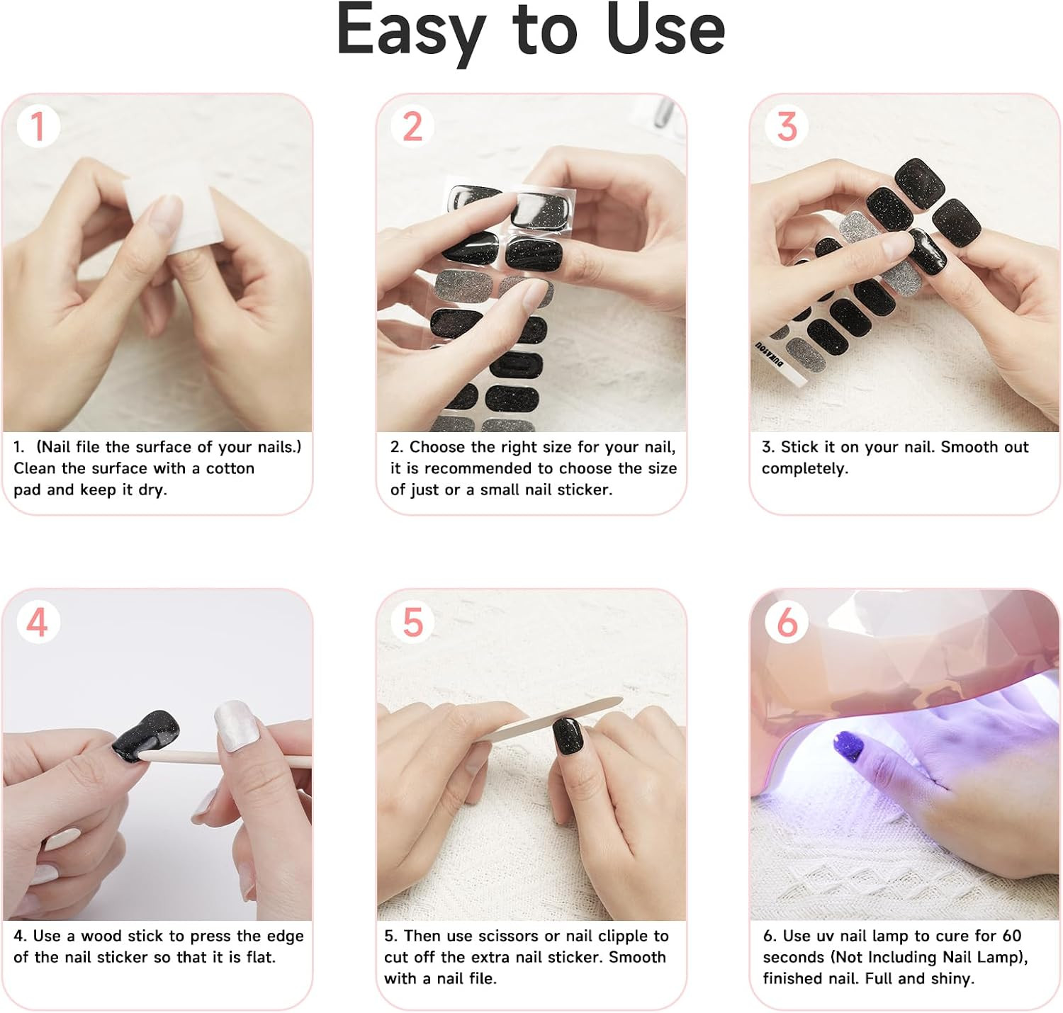 28Pcs Semi Cured Gel Nail Strips (Sliver Glitter), Gel Nail Stickers Work with A