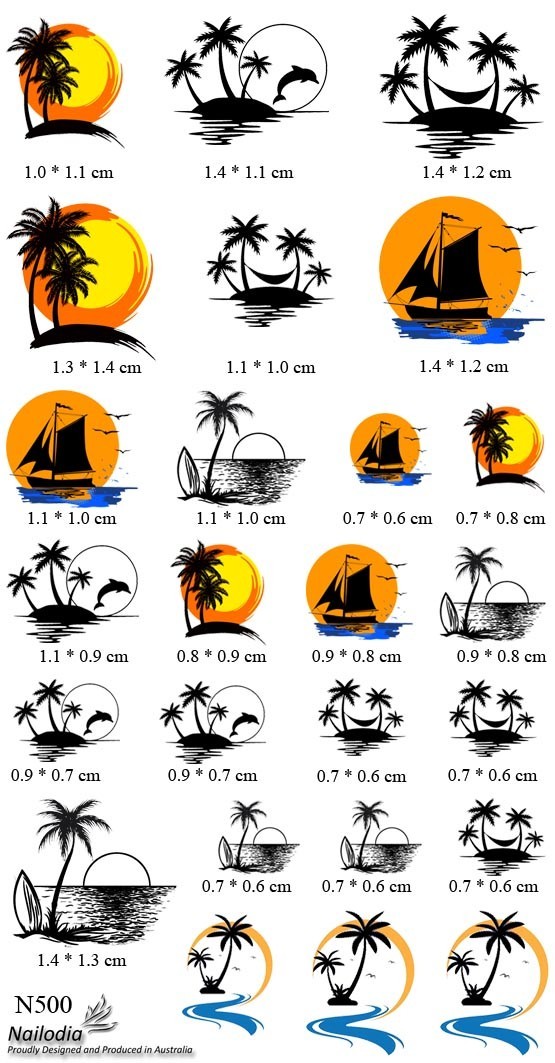 Tropical Sunset Palm Tree Beach Nail Art Decal Sticker Water Transfer Slider