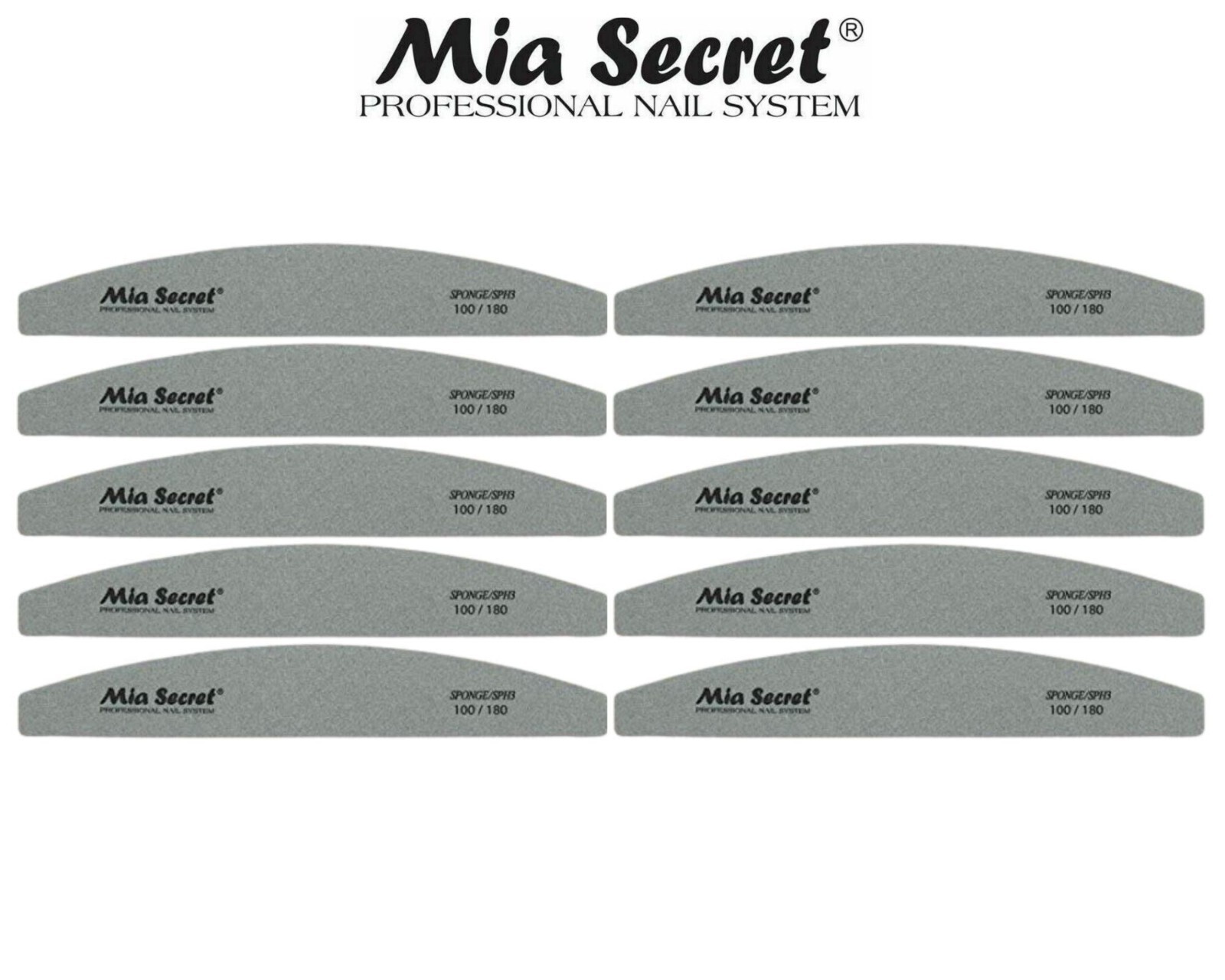 Mia Secret Professional Nail File – SPONGE HALF MOON 100/180 10pcs Combo