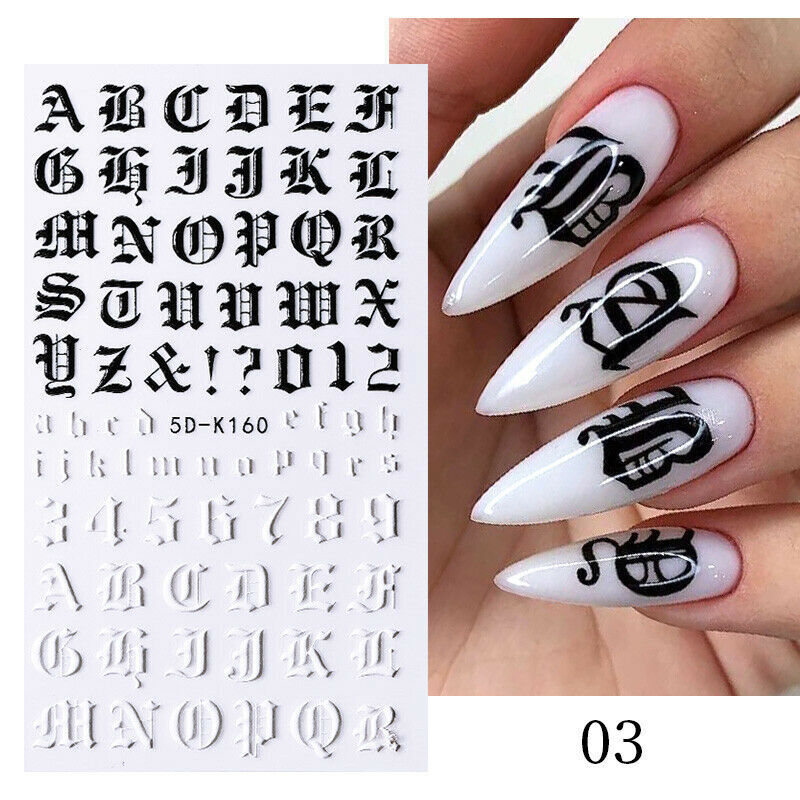 5D Embossed Star Heart Flower Bunny Cat Daisy Fingers Toe Nail Art Stickers NS25
