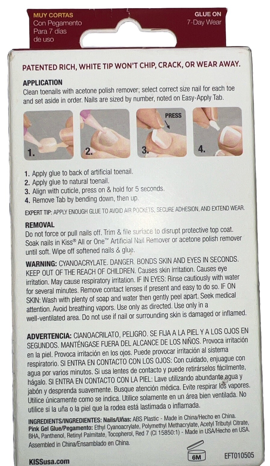 KISS Everlasting French/Natural Toe Nails #53245 (New See Description & Photos)