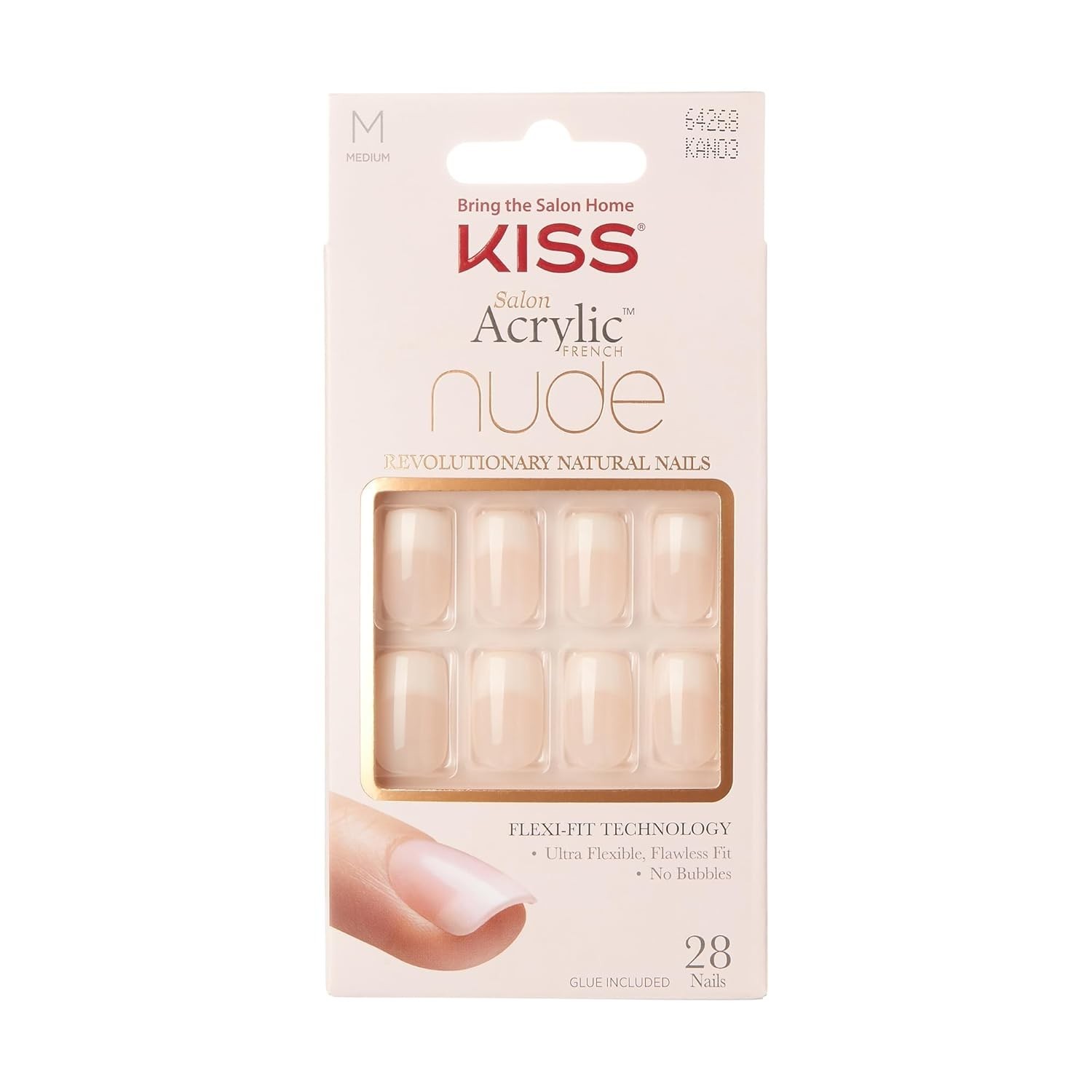 KISS Salon Acrylic French Nude Natural Nails, Medium Length, Ultra-Smooth