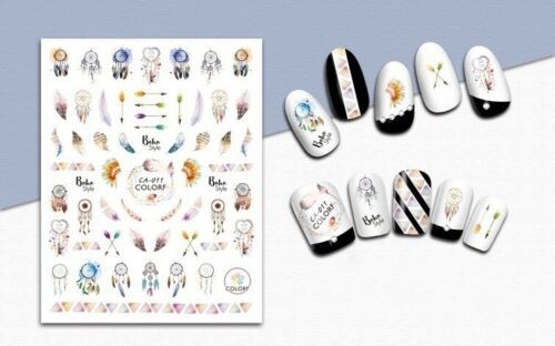 Nail Art 3D Decal Stickers Tribal Feathers Arrows Dreamcatcher Boho Style CA011