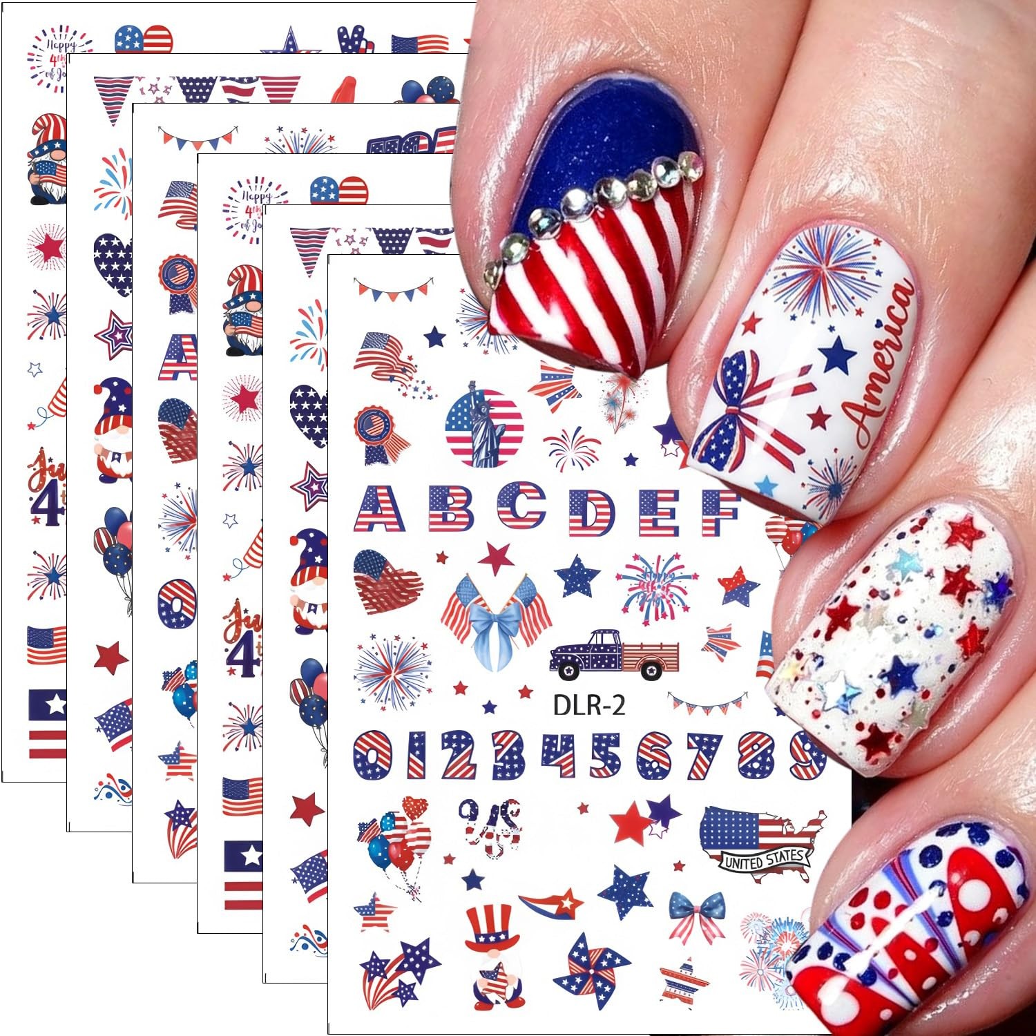 4th of July Independence Day 3D Self Adhesive Nail Stickers for Nail Art