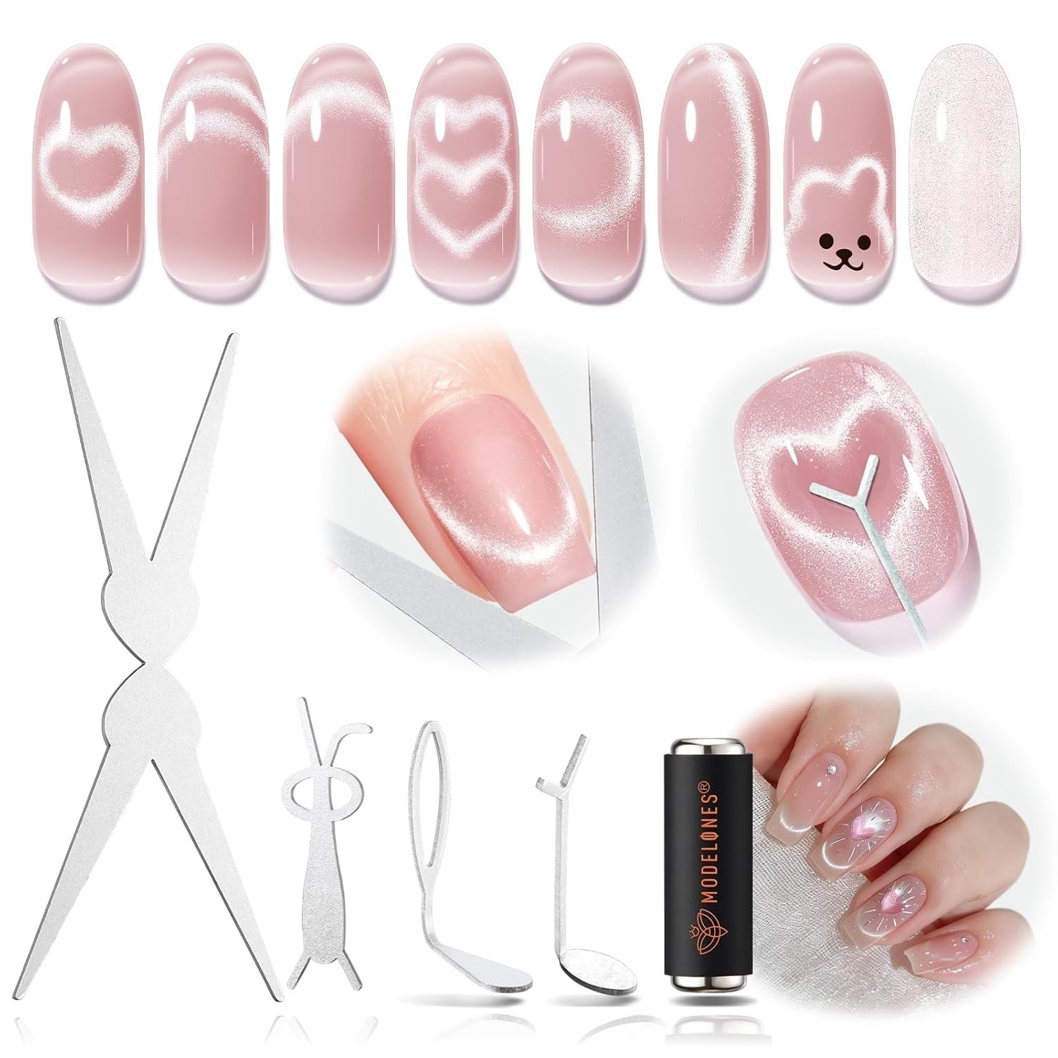 French Cat Eye Magnet Set, Scissor-Shaped Nail Magnet Tool, 2 IN One Cateye N…