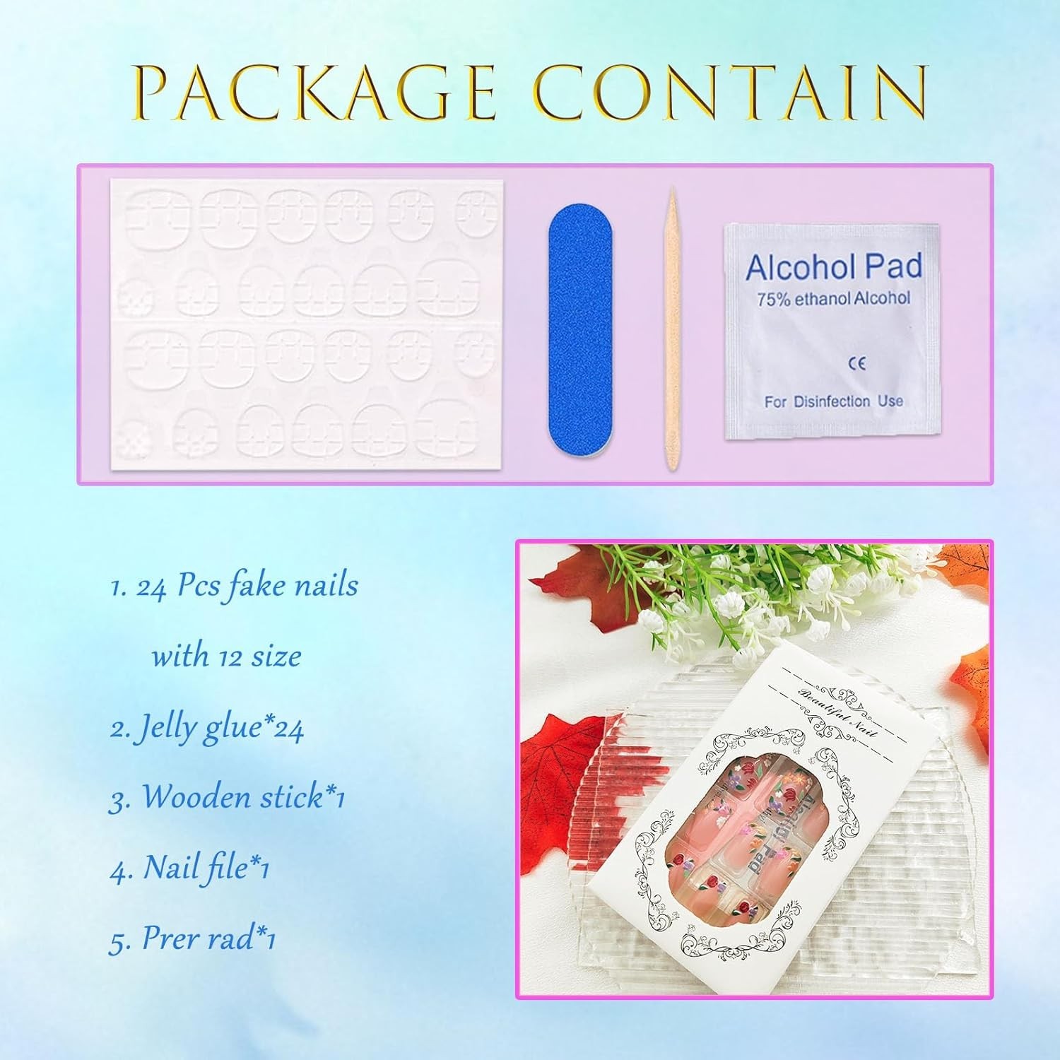 Acrylic Press On Nails Medium Colorful Floral Design Perfect for Any Occasion