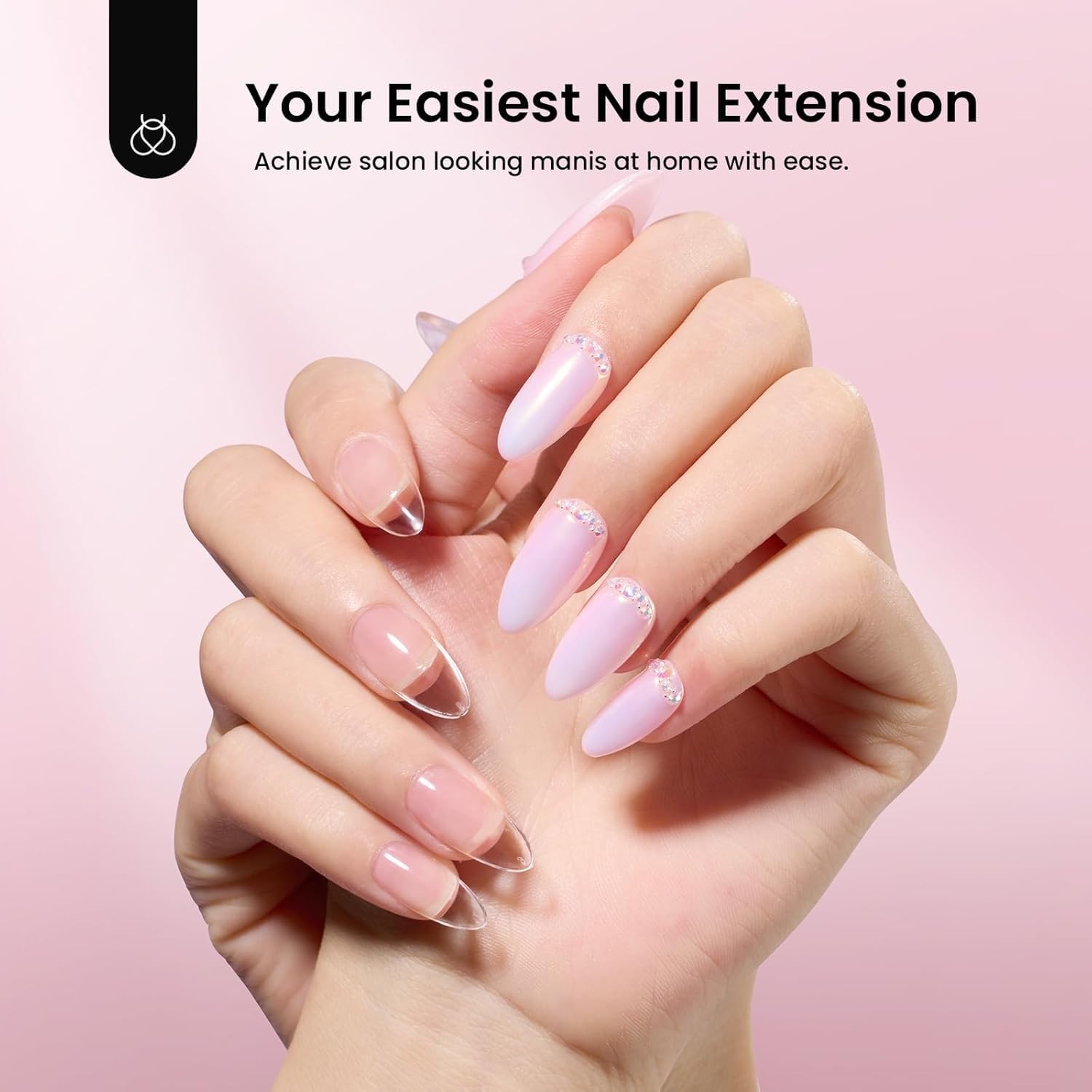 Beetles Gel Nail Kit Medium Almond with Dehydrator and Primer, 576Pcs Half Ma…