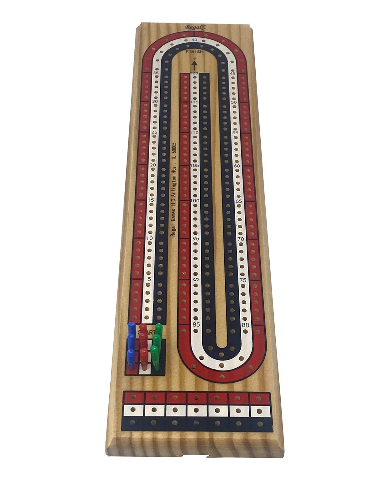 Regal Games Cribbage Board Game Set with 11″ x 4.5″ x 2.75″, Multi-colored