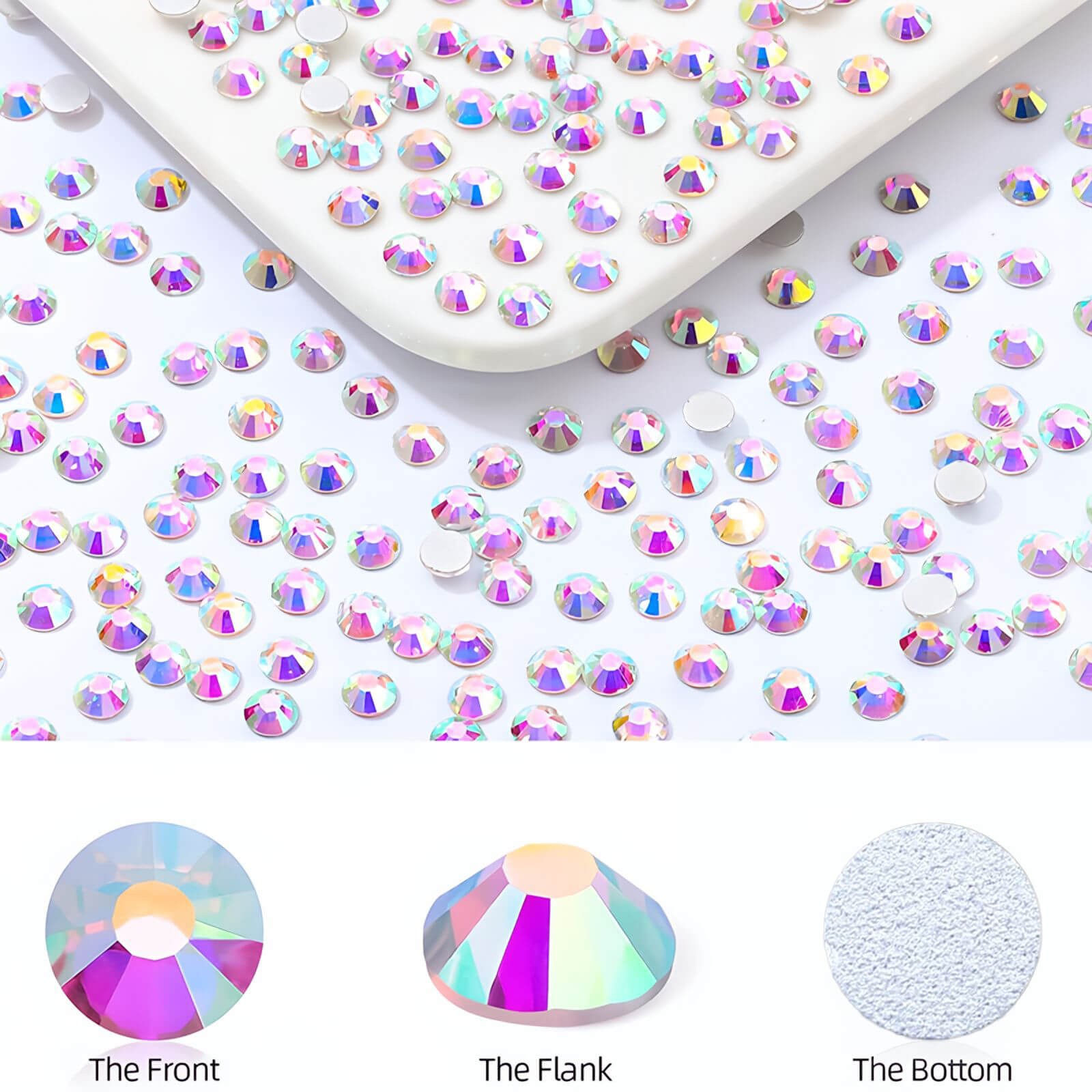 1440pcs Glitter Nail Art Rhinestones Flatback Crystals Gems 3D Nails Decoration