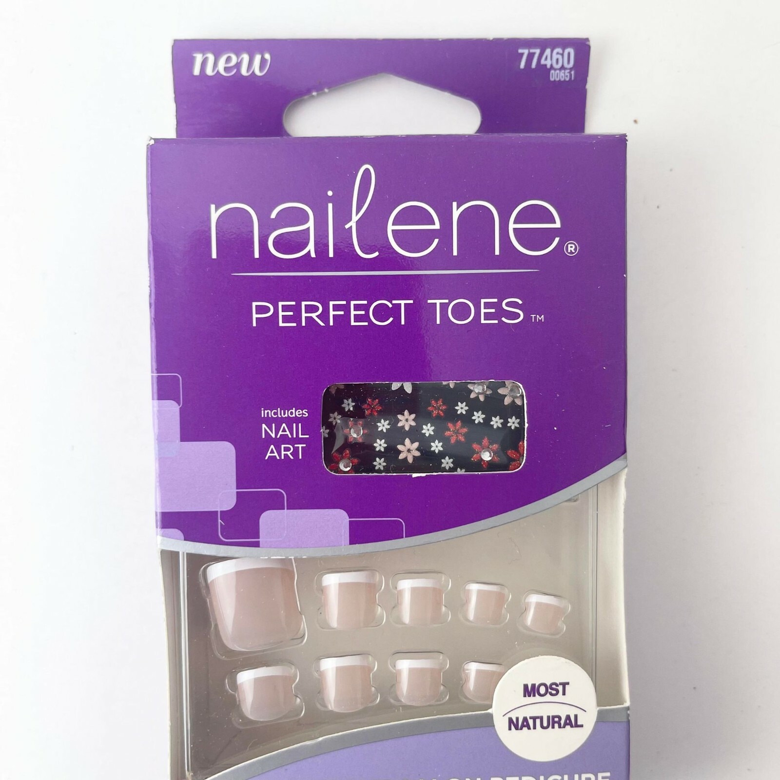 Lot of 3 Nailene Perfect Toes Include Nail Art,Glue Included 24Nails-Short 77460