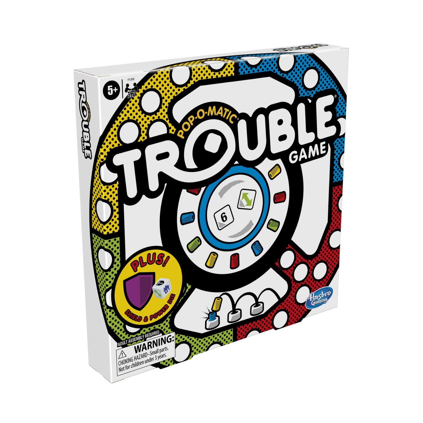 Hasbro Gaming Trouble Board Game, Includes Bonus Power Die Medium, Multicolor