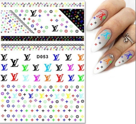 NWT NAIL ART DESIGN SELF-SEAL STICKERS N°23 BLACK/BRIGHT COLORS!