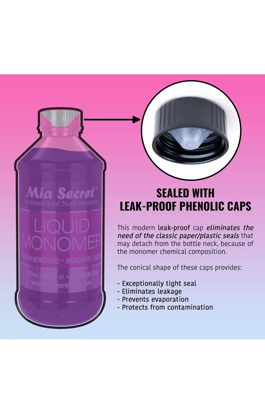 Mia Secret 8 oz / 240ml LIQUID MONOMER 8 Fl Oz (Pack of 1), 8oz-240ml