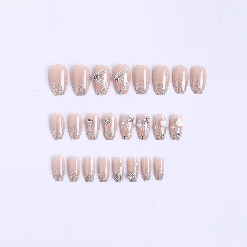 Press On Nail Fasle Nail with design 24pcs Full Cover Reusable Acrylic Nails …