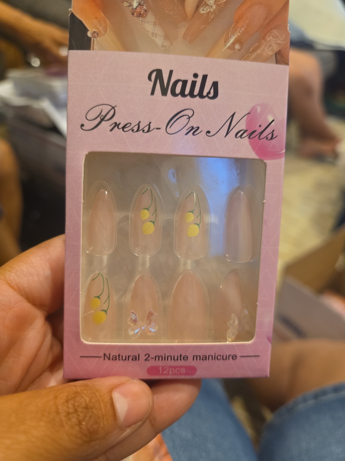 Nails Press On Nails Lot of 6 Packs Cute Strawberry Lemon Almond DIY Nail Kit