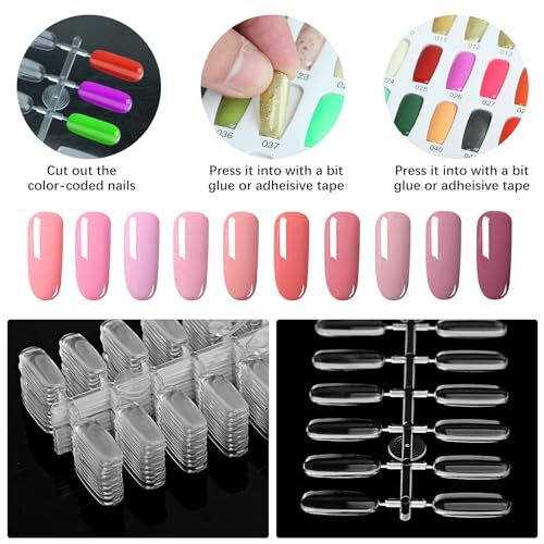 360PCS Flat Square Nail Tips for Nail Color Display Book, Nail Color 360pcs