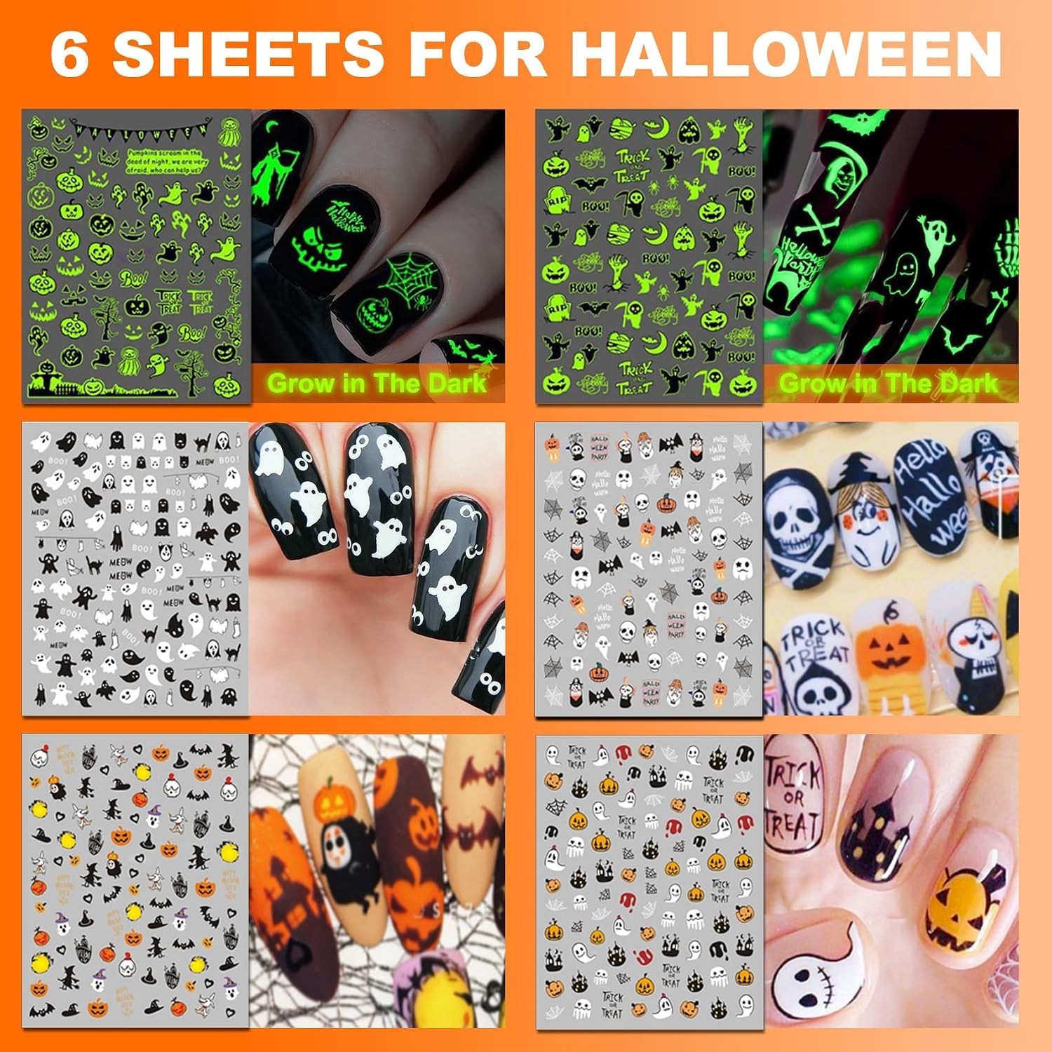 30 Sheets 8 Holiday Nail Art Stickers, Variety Pack All Season Nail Decals fo…