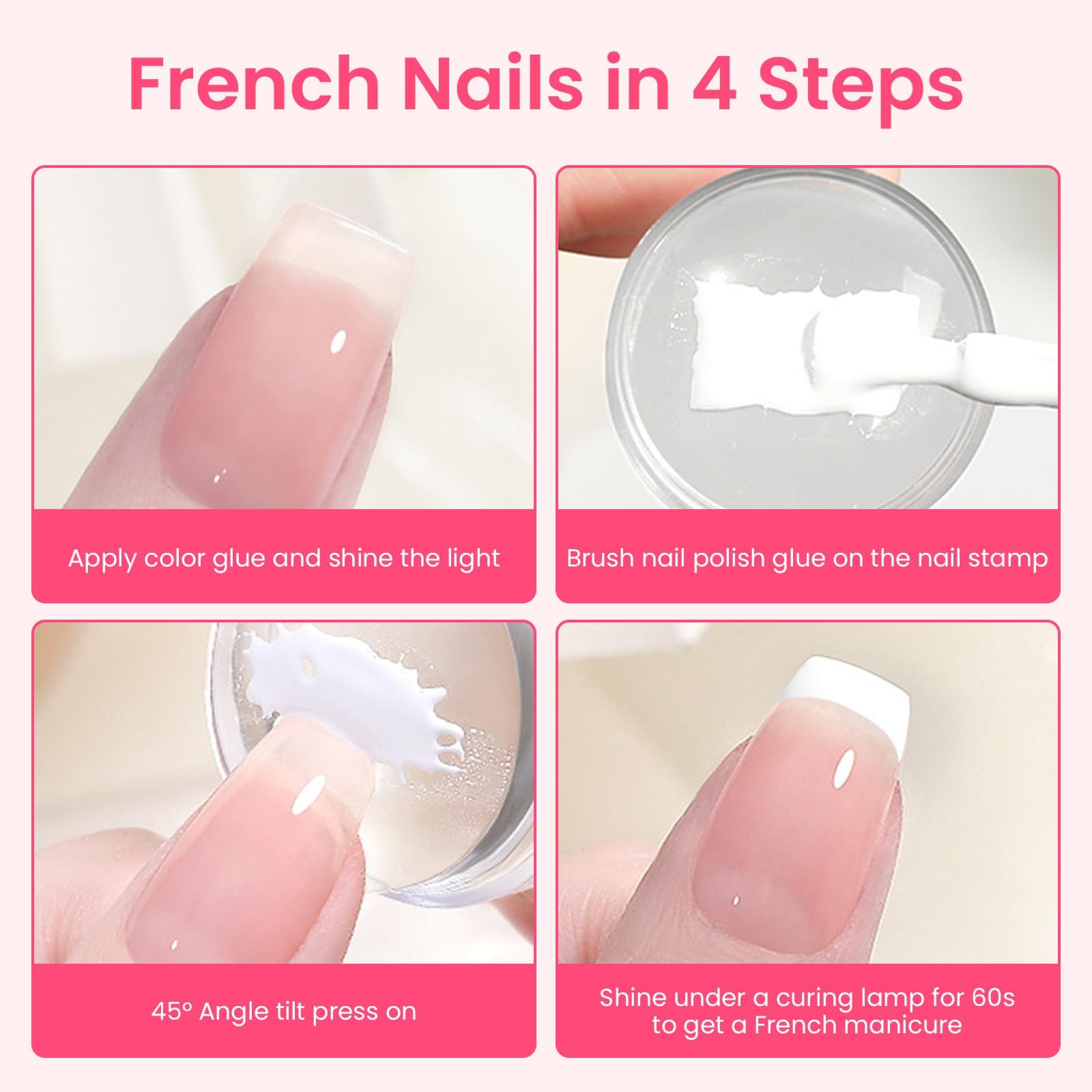 6PCS French Tip Nail Stamp Art Kit Clear Silicone Nail Jelly Stamper With Scr…