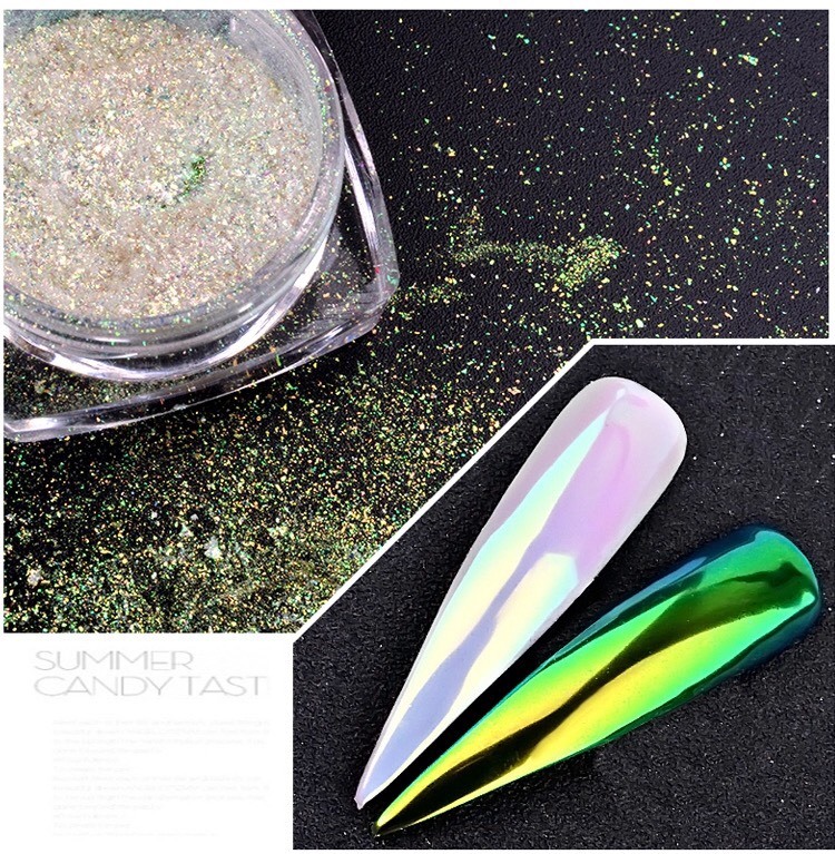Rainbow Nail Chrome Powder Aurora Effect Mirror Unicorn Shiny Iridescent Pigment