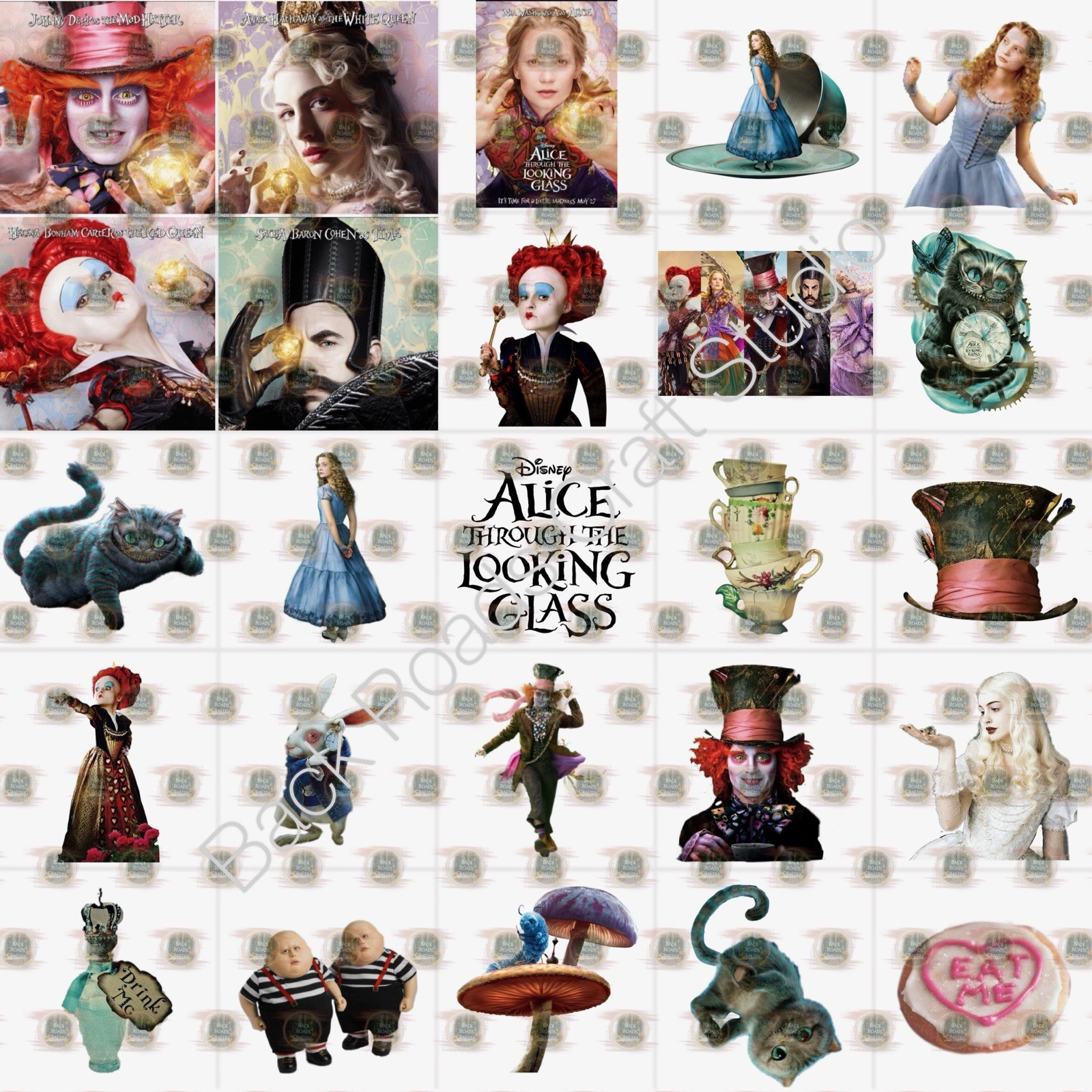 Alice In Wonderland Waterslide Finger Nail Decals Instructions setof 50 Bonus JH