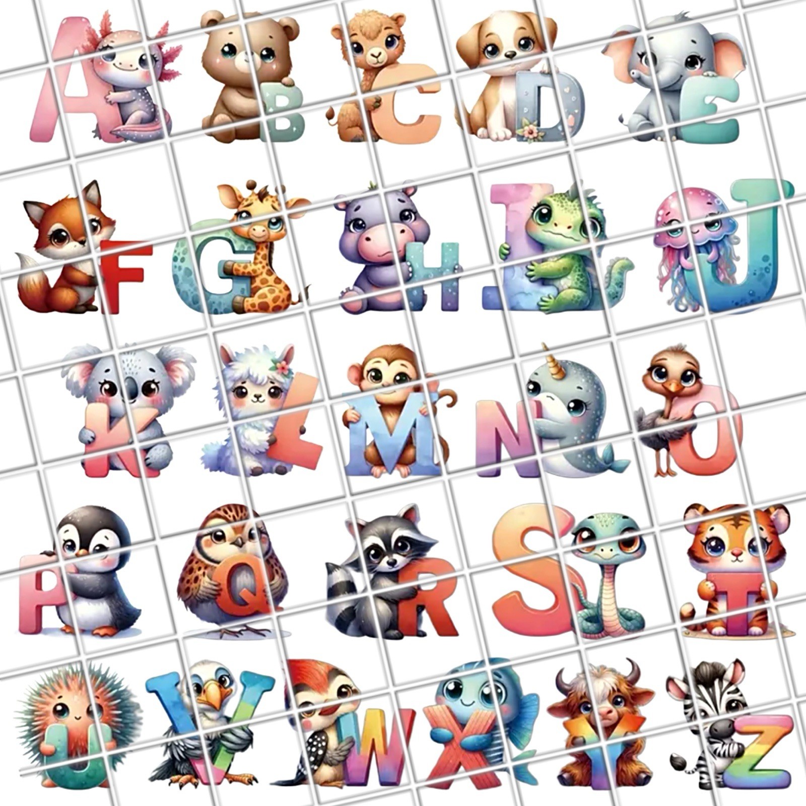 Alphabet Animals Waterslide Nail Decals Set Of 50 Instructions & Bonus