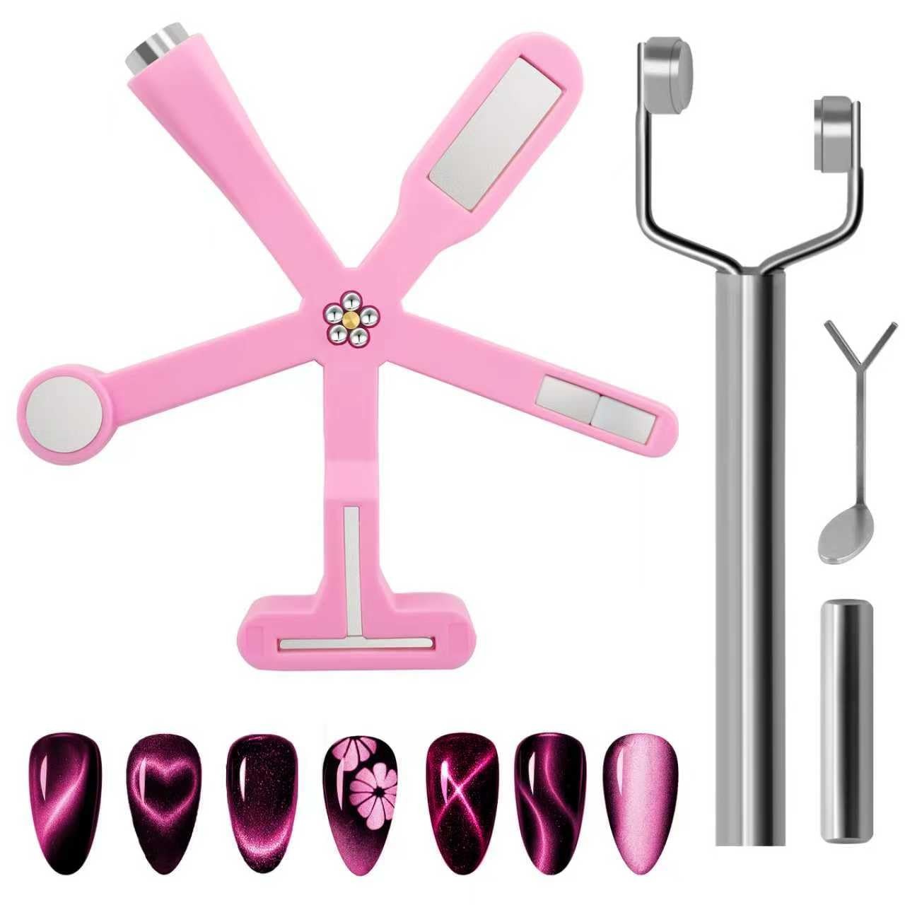 3PCS Nail Art Magnet Set Cat Eye Dual Head Heart Tool for Gel Manicure Design