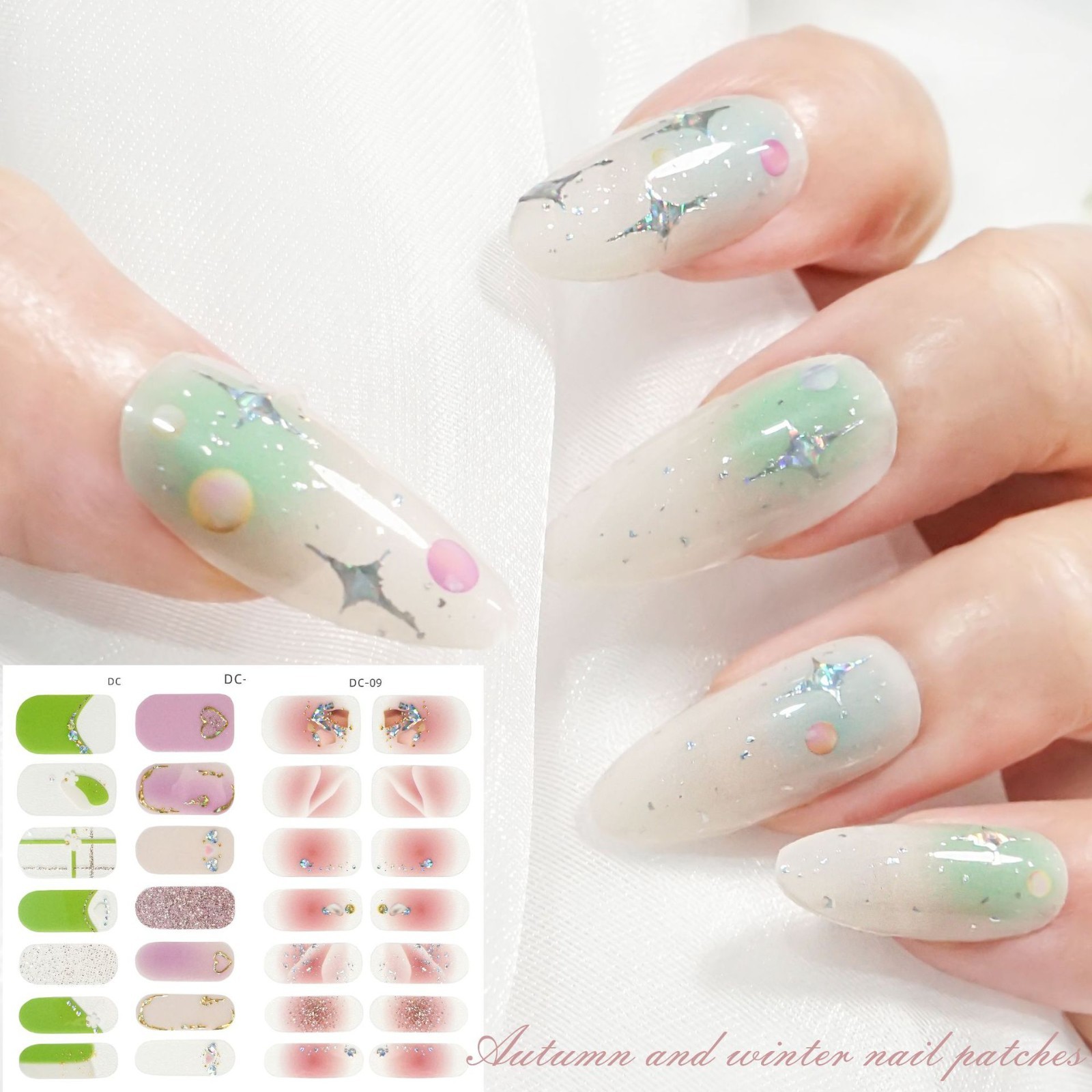 Full Size Nail Wraps Stickers Polish Toe Manicure Art Self Stick Decor 3D Decals