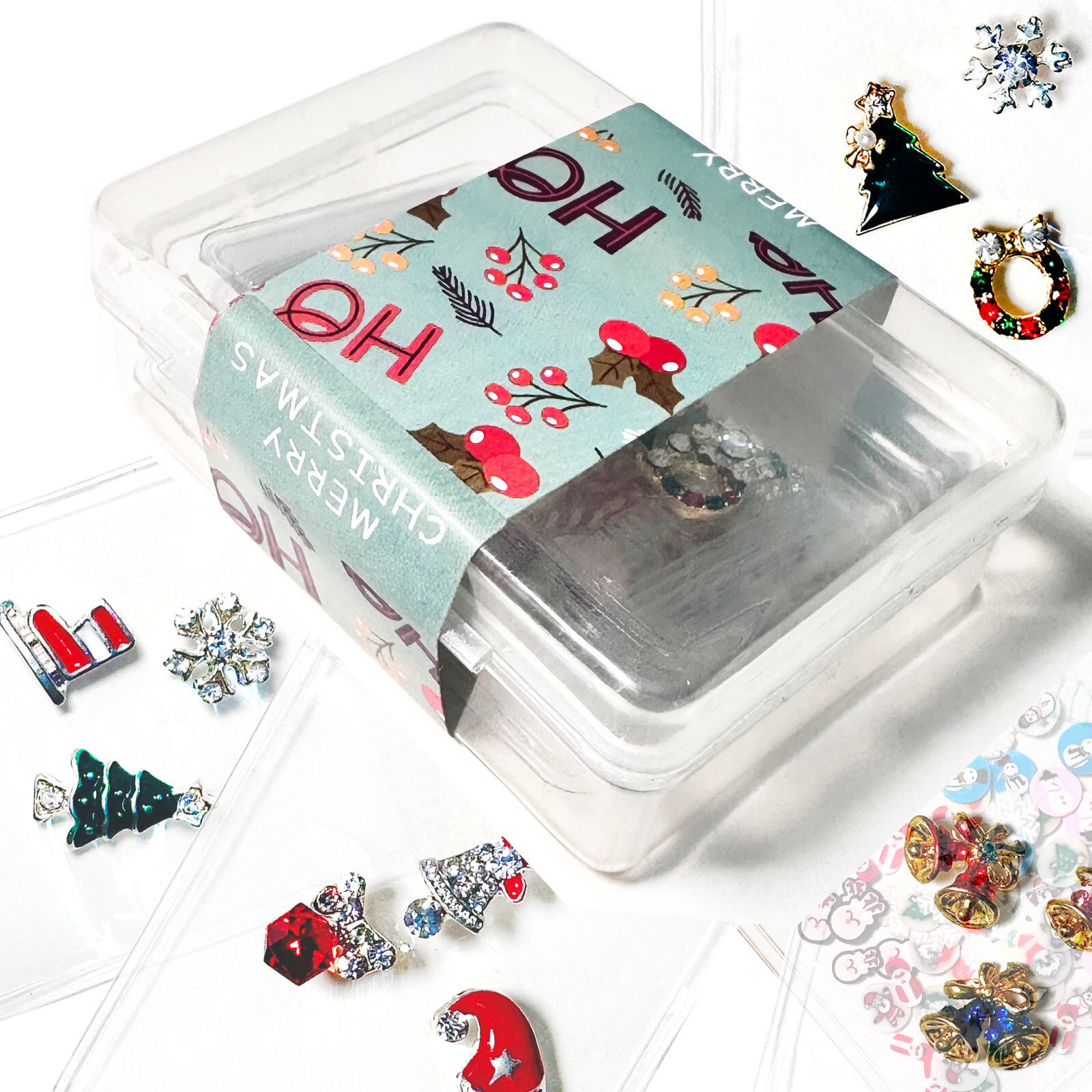 Sparkling Diamonds Christmas Tree Snowman Santa Gloves Deer X’mas Polymer Clay