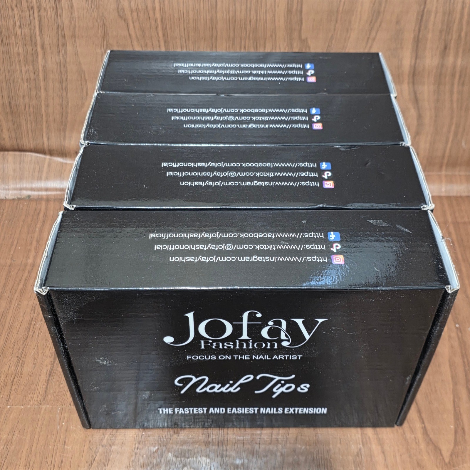 Jofay Fashion JF-BT-016 Clear Coffin Nail Tips 4 Boxes Sizes 0-11, 2184 pcs