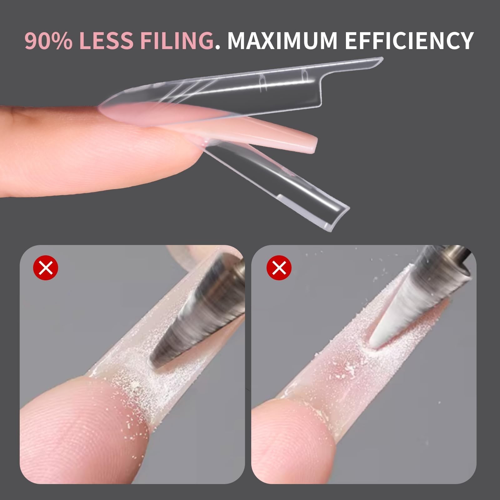Dual Nail Forms for Builder & Poly Nail Gel Extensions, 280 PCS, Long Coffin Mol