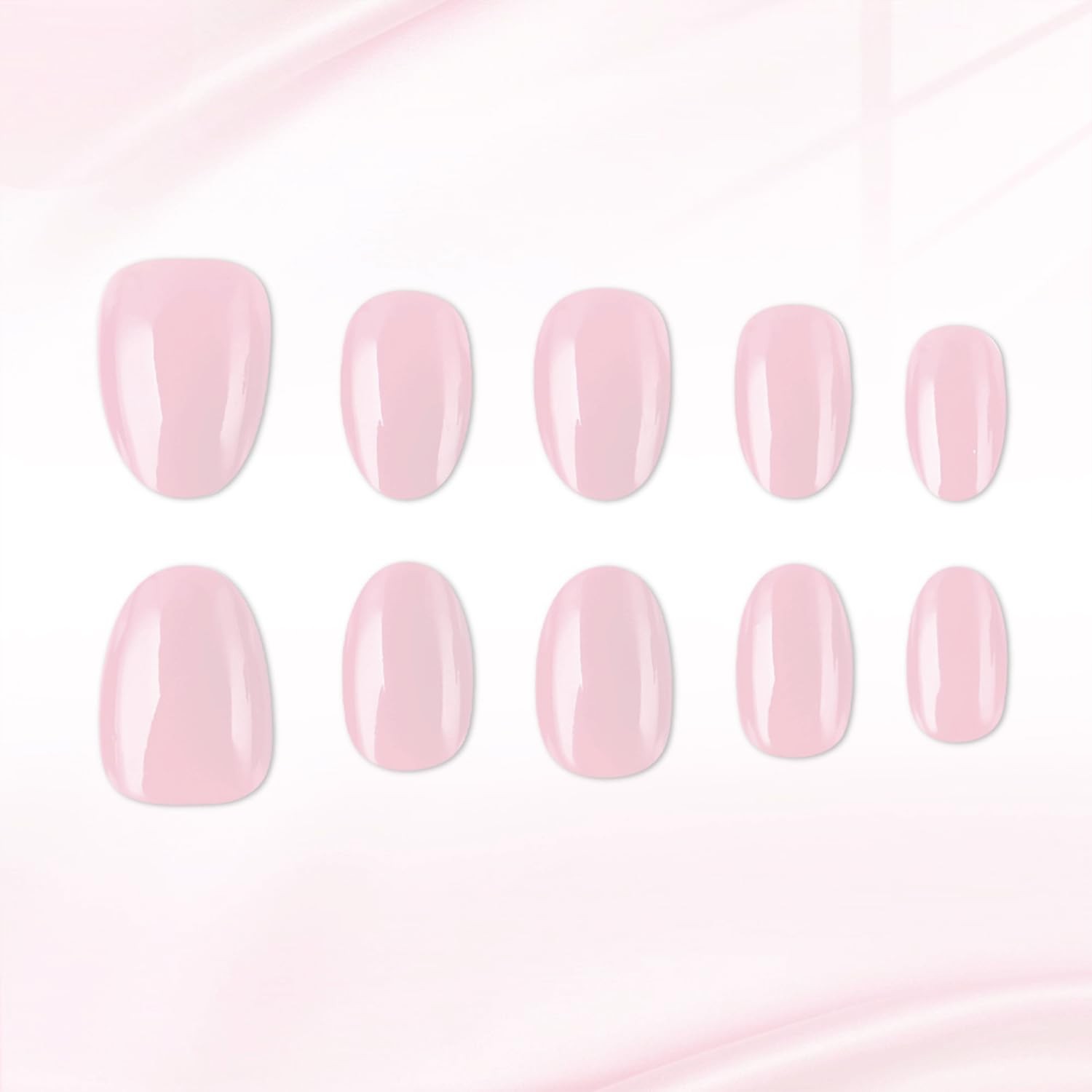 Nude Pink Press On Nails Short Oval Fake Nails Solid Natural Pink Nails Press…