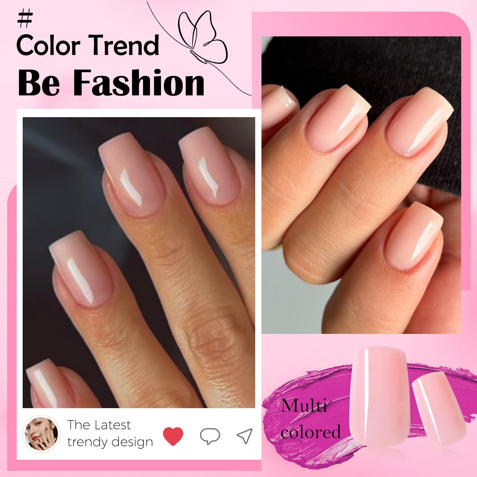 LoveOurHome 240pc Nude Pink Press on Nails 243 Piece Assortment,