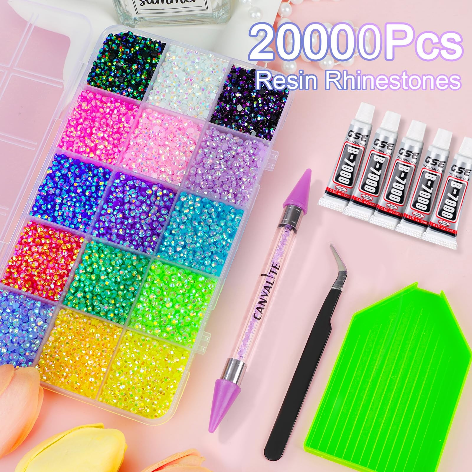 18000Pcs Resin Jelly Rhinestones for Bedazzling, Multicolor 3mm Flatback Rain…